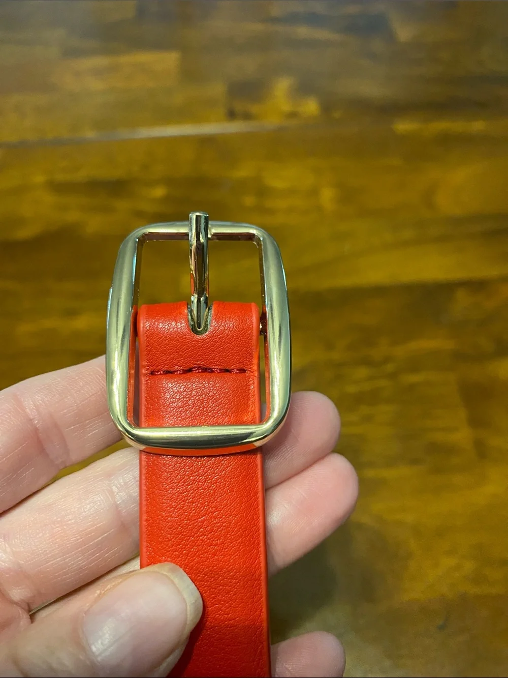 Mango Red Belt with Gold-Tone Buckle